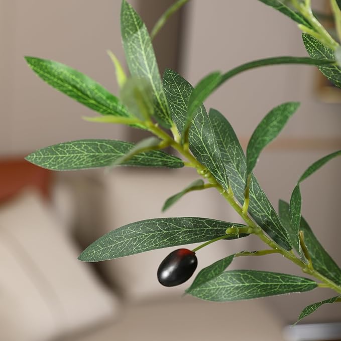 VeriNatural Artificial Olive Tree 6FT Tall, Faux Plants Indoor - Fake Plant with Lifelike Leaves,White Planter - Large Fake Olive Trees for Home Living Room Office Bedroom Floor Decor