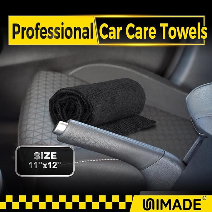 Microfiber Cleaning Cloth, 24 Pack Reusable Microfiber Towels for Cars Lint Free Cleaning Shop Towel Rags for Home Kitchen Automotive Bar Mechanic Restaurant Garage, 11"x 12", Black