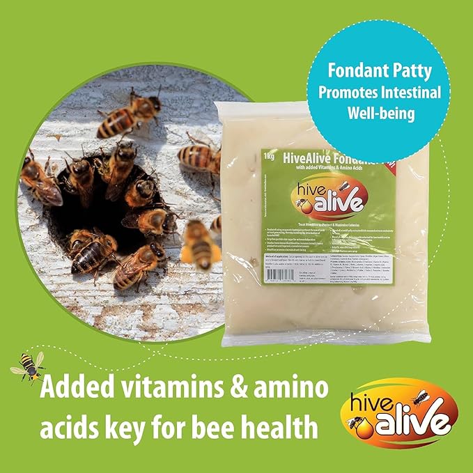 HIVE ALIVE Fondant Bee Food Supplement – Easy to Use Feed Enhancer Prevents Starvation During Overwintering – Only Fondant Proven to Increase Bee Gut Health and Boost Production -6Pack