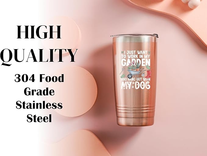 Onebttl Gardening Gifts for Women, Tumbler for Plant Lovers, Gardeners - 20oz Double Wall Vacuum Insulated Stainless Steel Cups - Gift for Birthday, Christmas - Dog
