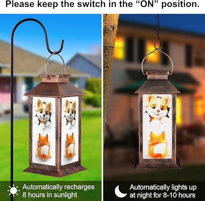 Pawatee Solar Hanging Lanterns, Bronze, Cat Style, LED, Waterproof, Perfect for Outdoor Decor, Patio, Lawn, Porch