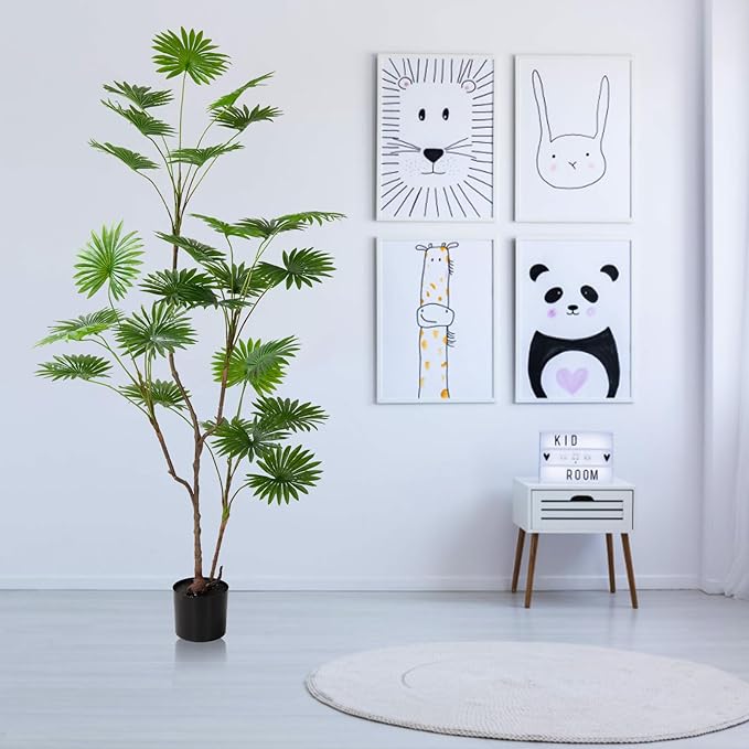 Metach transforms Your Space with Our Large Fake Palm Trees - Tall and Lush Betel nut Trees Both Indoors and Outdoors! Light Colored Artificial Palm Tree, Creating a Tropical Atmosphere 2-Piece Set