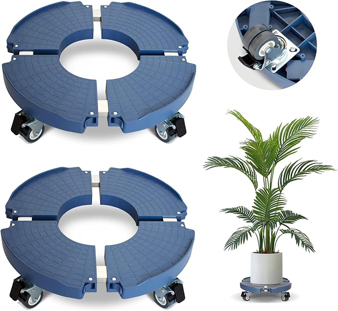 DOFIMATE 2 Pack Rolling Plant Stand with Wheels,15-21’’Adjustable Heavy Duty Plant Caddy with Wheels for Indoor Outdoor Planter Dolly Lockable