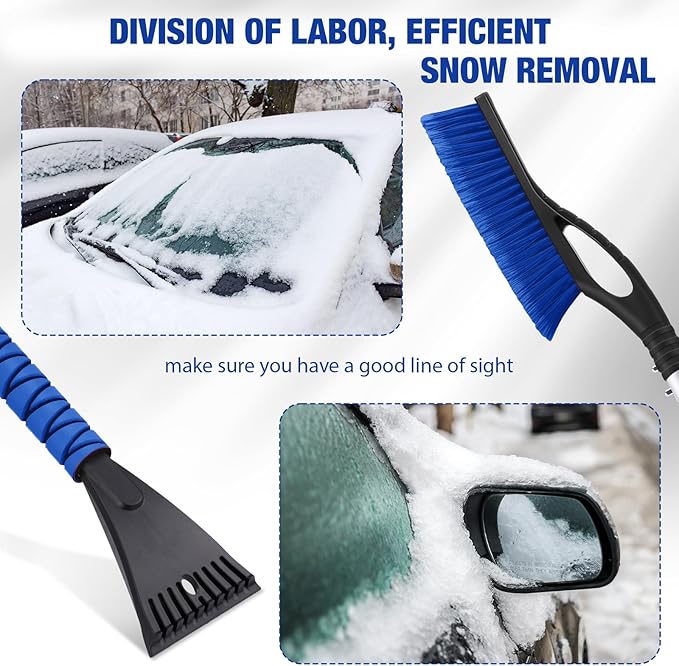 Gisafai 10 Pack 27" Snow Brush and Detachable Ice Scraper Snow Removal Car Brush with Comfortable Foam Grip for Car SUV Truck Windshield Window (Blue)