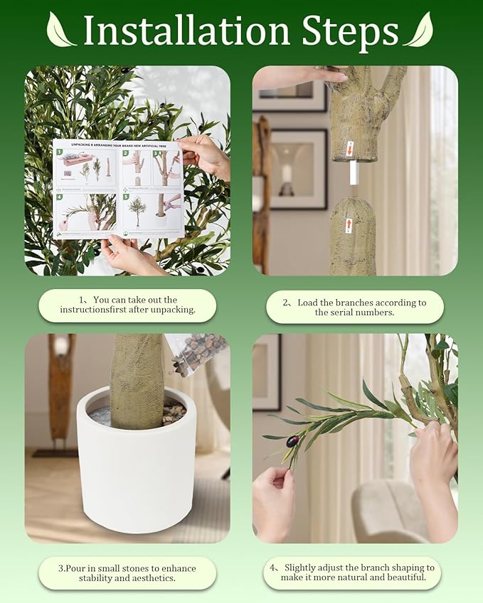 Sillaff Artificial Tree, 8FT(96in) Fake Tree Large Faux Plants Indoor Tall Faux Olive Tree with Pot, Nearly Natural Olive Branches and Fruits for Living Room Office Home Decor