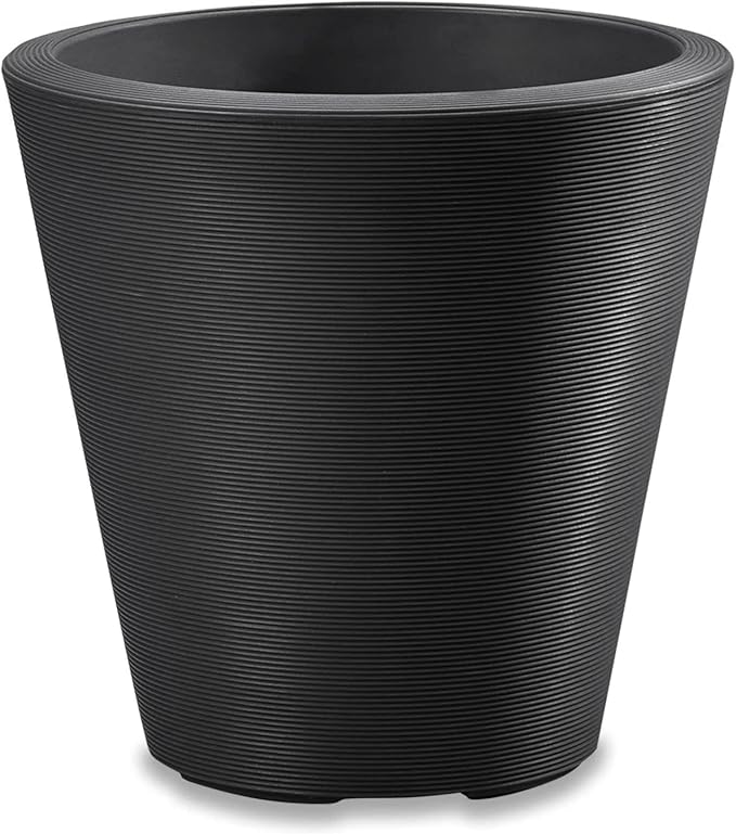 Crescent Garden Madison Planter– Weather-Resistant, Double Walled Indoor/Outdoor Plant Pot with Drain Hole – Extra Large Commercial Size Pot, 34-Inch (Caviar Black)