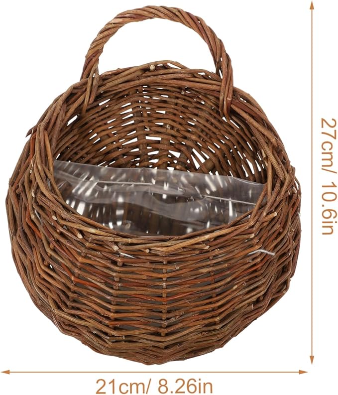 2pcs Hanging Woven Storage Basket Decorative Wall Flower Planter for Indoor Plants Rustic Rattan Design for Home Decor for Kitchen Bathroom Living Room and More