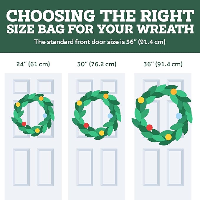 ZOBER Christmas Wreath Storage Container 30 Inch - Wreath Bag for Artificial Wreaths Box - Dual Zippered Wreaths Storage Bag with Strong Durable Handles - Gray