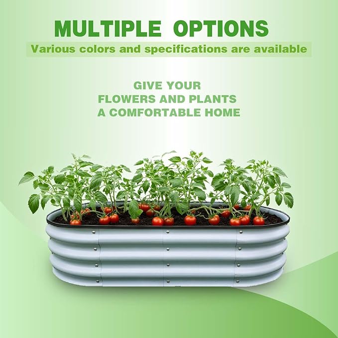 GrowHaus 4x2x1FT Galvanized Raised Garden Bed, Planter Boxes Outdoor Metal Garden Beds for Planting Vegetables Flowers Herbs Silver