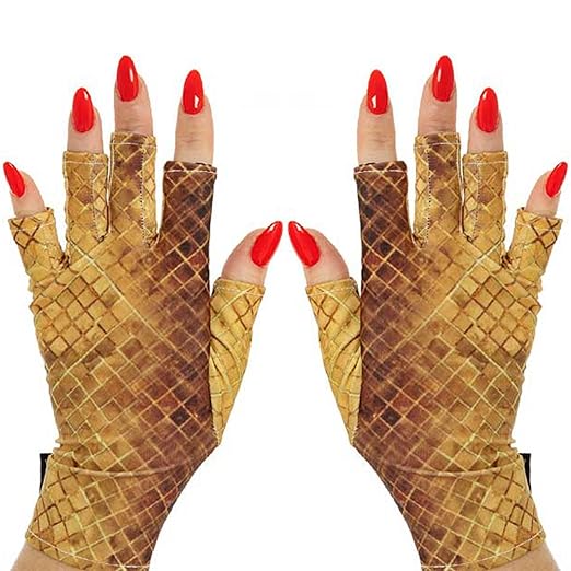 ManiGlovz - The Original UPF 50+ UV Light Protective Nail Gloves for Women, Gold Rush