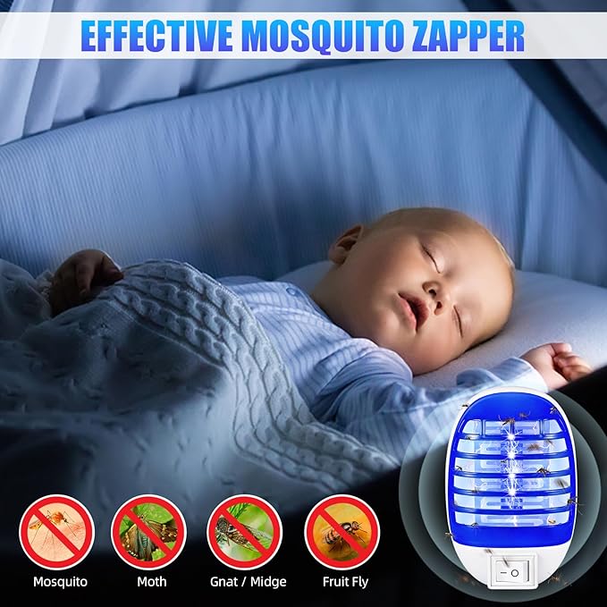 Indoor Bug Zapper Plug in Electronic Mosquito Zapper Fly Zapper Lamp for Bug Gnat Insect Trap for Home, Bedroom, Living Room, Office Indoor Use (Blue)