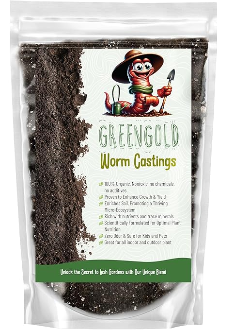 Organic Worm Castings – Earthworm Castings for Plants – Premium Worm Castings Fertilizer for Nutrient-Rich Soil and Healthy Growth (4 QUARTS)