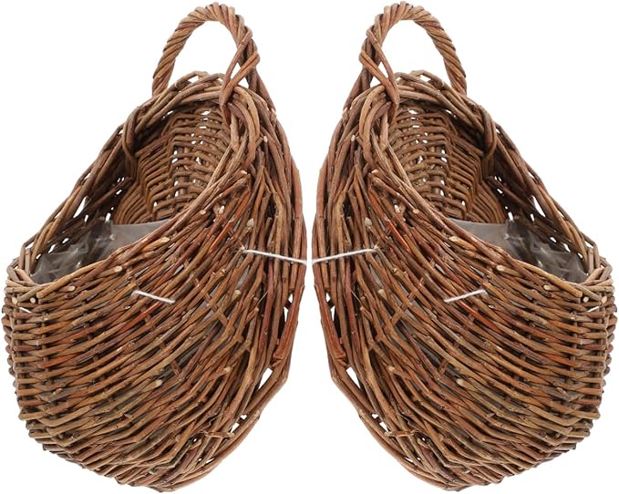 2pcs Hanging Woven Storage Basket Decorative Wall Flower Planter for Indoor Plants Rustic Rattan Design for Home Decor for Kitchen Bathroom Living Room and More