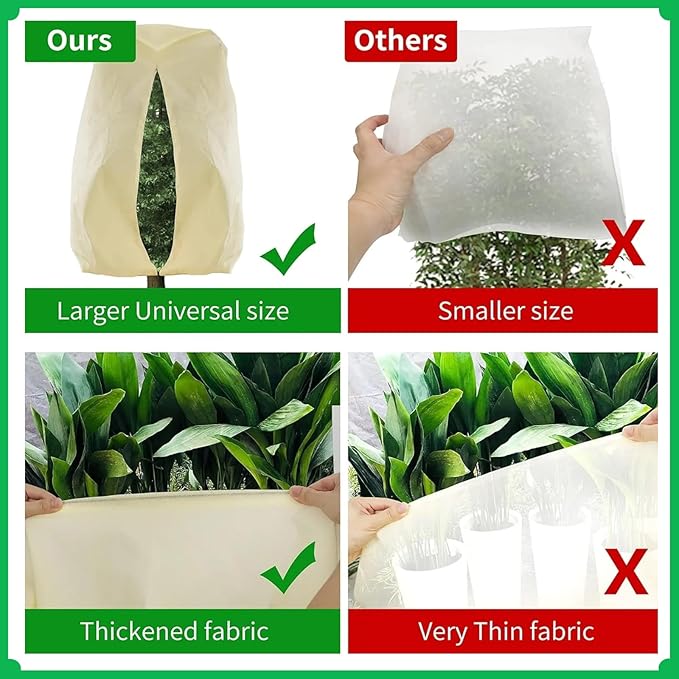 BATULU Plant Covers Freeze Protection,Winter Tree and Shrub Frost Protection Blanket, 2-Piece Reusable Garden Plant Cover, 31.4 x 39.3 Inches.