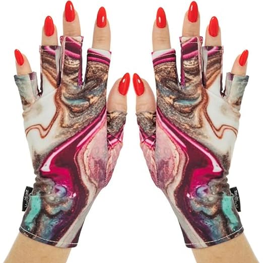 ManiGlovz - The ORIGINAL UPF 50+ UV Light Protective Nail Gloves | Gel Manicure and Anti UV Fingerless Gloves for Women | Can be Used as Sun Protection Gloves for Driving | Spilled Polish