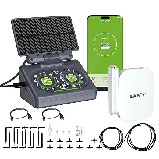 RAINPOINT Smart Drip Irrigation System for Houseplants,WiFi/App Control and Local Control, Dual Powered,Tap Free, Solar auto Watering for Indoor Balcony Grow Tent Water 10-15 Plants