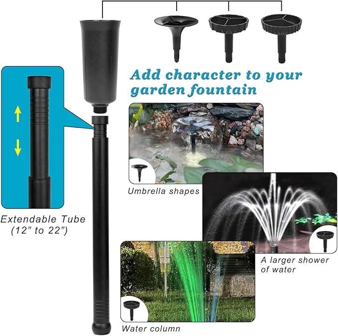 DOMICA 45W 792 GPH LED Pond Pump with Fountain Kit (3000L/H), Submersible Garden Water Fountain Pump, for Waterfall, Hydroponics, Aquariums, Fish Tanks, Indoor Outdoor