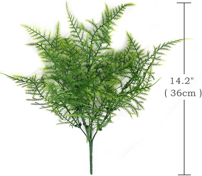 PASYOU Artificial Shrubs, Plastic Plants Fake Bushes Grass Greenery Leaves Shrub Bush Home Garden Indoor Outdoor Verandah Wedding Party DIY Table Arrangement Decoration Planting Filler 4 Bundles