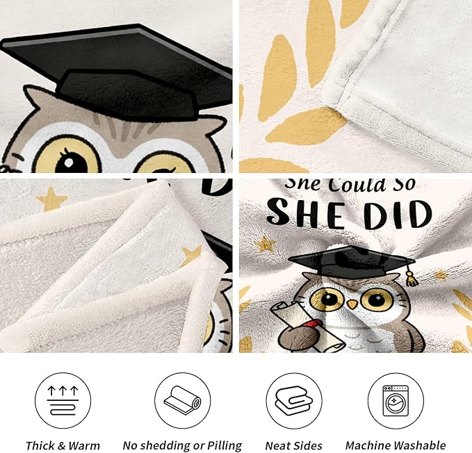 Glydein Graduation Gifts for Her, Flannel Soft Graduation Blanket for Women Decor - High School College Graduations Gifts for Women, Congratulations Nurse PhD LPN Masters Degree Graduates - 50" x 60"