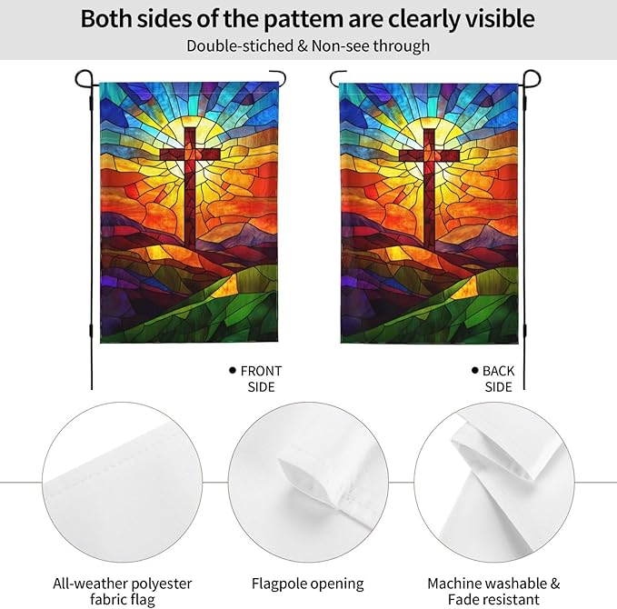 Colorful Glass Garden Flag 12x18 Inch Double Sided All-Weather Polyester Outdoor Flag For Patio Lawn Yard And Garden Welcome Decor