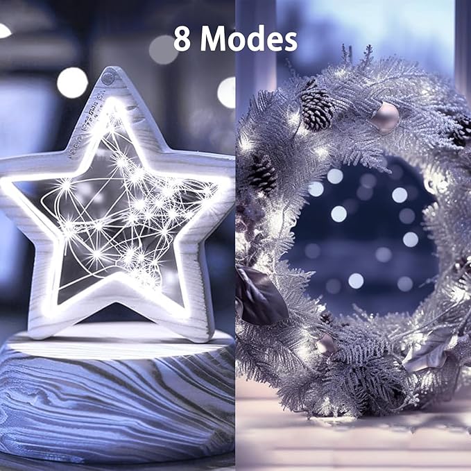 8 Pack Total 160FT 480LED Fairy Lights Battery Operated with Rmote, Waterproof Twinkle Lights with Timer Indoor Outdoor, Cuttable String Light for Bedroom, Classroom, Christmas Decor, Cool White