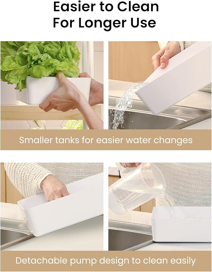 GROWNEER HydroEasy1.0 Hydroponic Growing System, 2-Tier Indoor Garden with Full-Spectrum LED Grow Lights, 32 Pods, Solid Wood Design, Independent Water Circulation, Ideal for Vegetables, Herbs, Bamboo