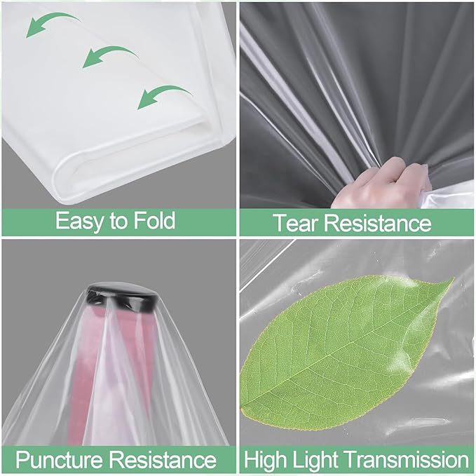25 x 40 FT Clear Greenhouse Plastic Sheeting, 6 Mil Polyethylene Film Heavy Duty, Water Sun Frost Wind Dust Resistant Winter Hoop House Toughness Plastic Cover for Farming, Gardening, Agriculture, DIY