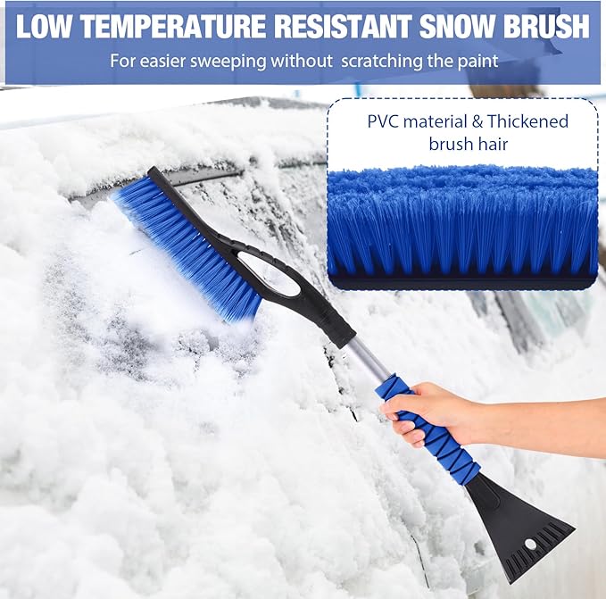 Gisafai 10 Pack 27" Snow Brush and Detachable Ice Scraper Snow Removal Car Brush with Comfortable Foam Grip for Car SUV Truck Windshield Window (Blue)