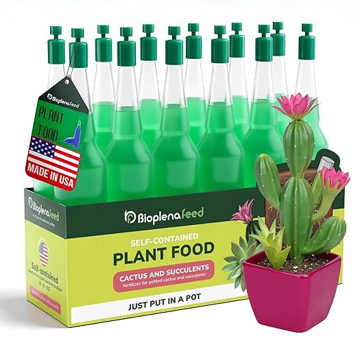 BIOPLENAFEED Cactus & Succulent Plant Food | Easy Cut & Stick Liquid Fertilizer | Made in USA | Promotes Growth & Blooms