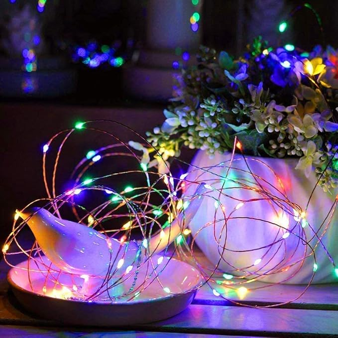 Sanniu Led Fairy Lights Battery Operated, 1 Pack Mini Battery Powered Copper Wire Starry String Lights for Christmas,Bedroom,Wedding,Parties,Patio,Indoor,Home Decoration (5m/16ft Multicolor)
