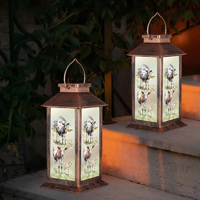 Pawatee Solar Hanging Lanterns, Bronze Cow Style, Waterproof, LED, Ideal for Garden Decor, Outdoor Gatherings, and Gifting
