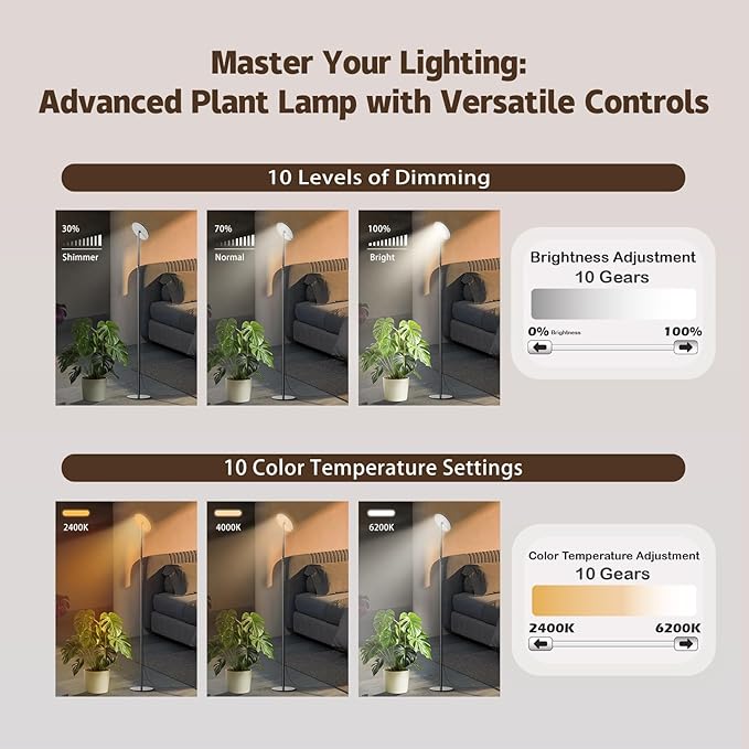 AJABotanics Grow Light for Indoor Plants 60W Full Spectrum LED, 85" Adjustable Standing Plant Light, Tall Grow Light with Timer & 10-Level Dimmable, Ideal for Large Plants & Indoor Trees