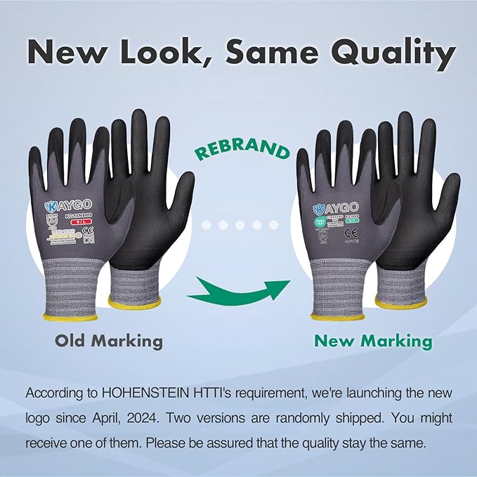 KAYGO Safety Work Gloves MicroFoam Nitrile Coated, 3 Pairs KG18NB,Seamless Knit Nylon Glove for Men and Women, Ideal for Automotive,Warehouse,Construction (Large,Gray)