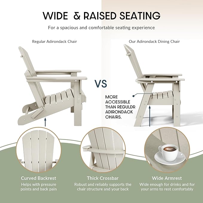 WestinTrends Malibu Malibu Outdoor Patio HDPE Plastic Adirondack Dining Chair Sand