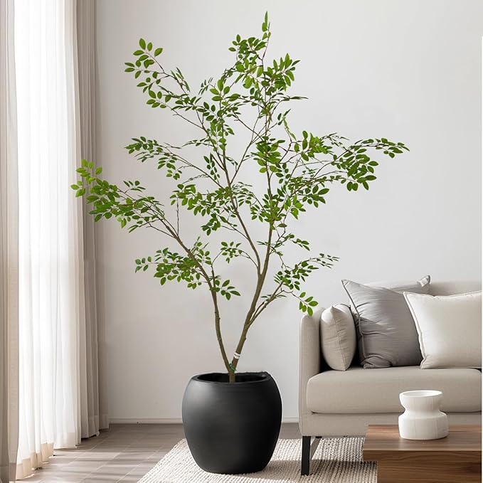 AfanD Artificial Elm Tree Faux Elm Tree 6ft Tall Fake Plant in Pot Fake Silk Tree Faux Plants Indoor