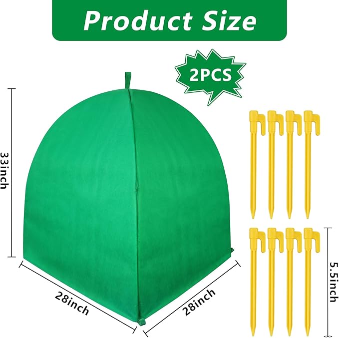 2 PACK Winter Plant Covers Freeze Protection Shrub Covers for Winter Frost Protection for Plants in Winter Warm Plant Tent Protecting Fruit Potted Plants Tree From Freezing Animals Eating (28x28x33)