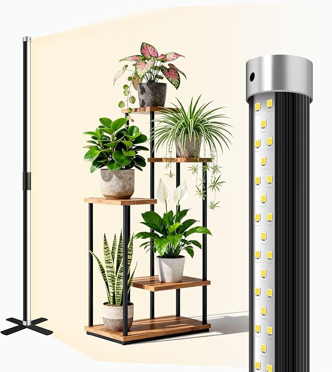 SJZX 4FT Grow Light for Indoor Plants, Full Spectrum 150° Wide Beam with 660nm Red Light, High CRI 97 Plant Light for Home Garden, Herb, Succulent, Standing & Hanging Use