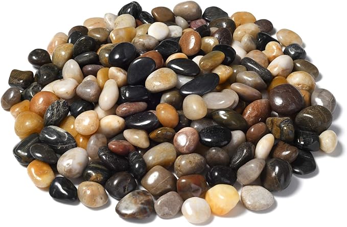 10lb Natural Decorative Polished Mixed Pebbles - Pebbles Polished Gravel，Small Decorative River Rock Stones for Fresh Water Fish Animal Plant Aquariums, Landscaping, Home Decor etc. (160-Oz Bag)