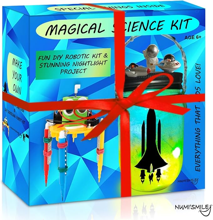 Make Your Own Space Night Light & DIY Robotic Kit, Arts and Crafts for Boys & Girls Ages 5 6 7 8 9 10 11 12 Years Old, Kids Crafts & STEM Projects, Best Birthday Present for Boys