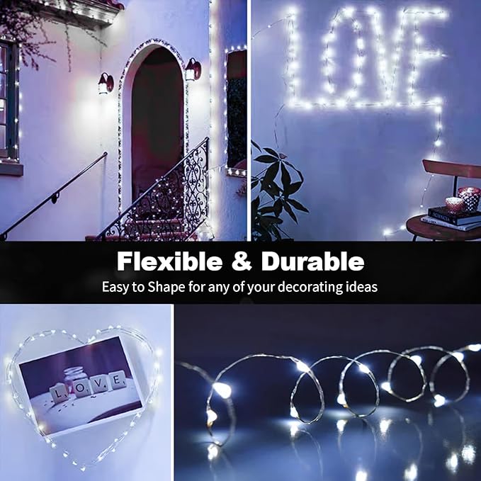 20 Pack LED Fairy Lights Battery Operated,3 Features Blinking Slowly Blinking & just on 7FT 20 LED Waterproof Mini Twinkle String Lights for Christmas Decorations,10 White & 10 Warm White