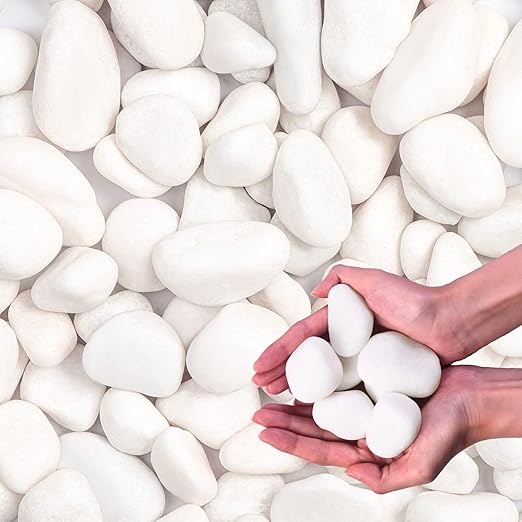 Lechloris 20Ib Snow White River Rock-Decorative Stones-Pebbles for Indoor Plants-Rocks for Outdoor Landscaping 1-2 inch High Polished Stones for Aquarium, Home Decor,Garden Decor