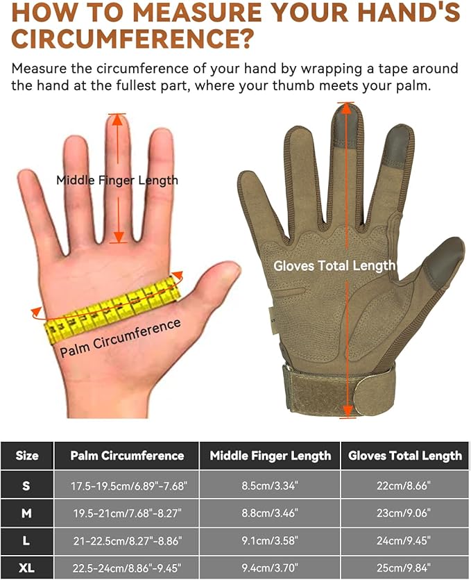Tactical Gloves for Men, Motorcycle Military Combat Gloves Black Airsoft Gloves Touchscreen for Airsoft Outdoor Hunting Shooting Paintball Work Motorcycling Climbing