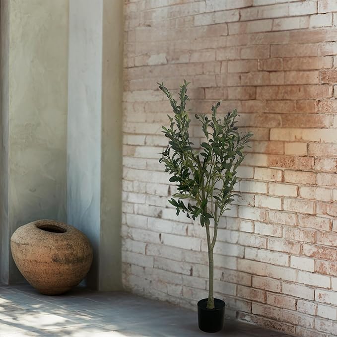 XBrand 47.2-Inches Artificial Olive Tree in Pot for Indoor Outdoor Home Office Store, Great Housewarming Gift
