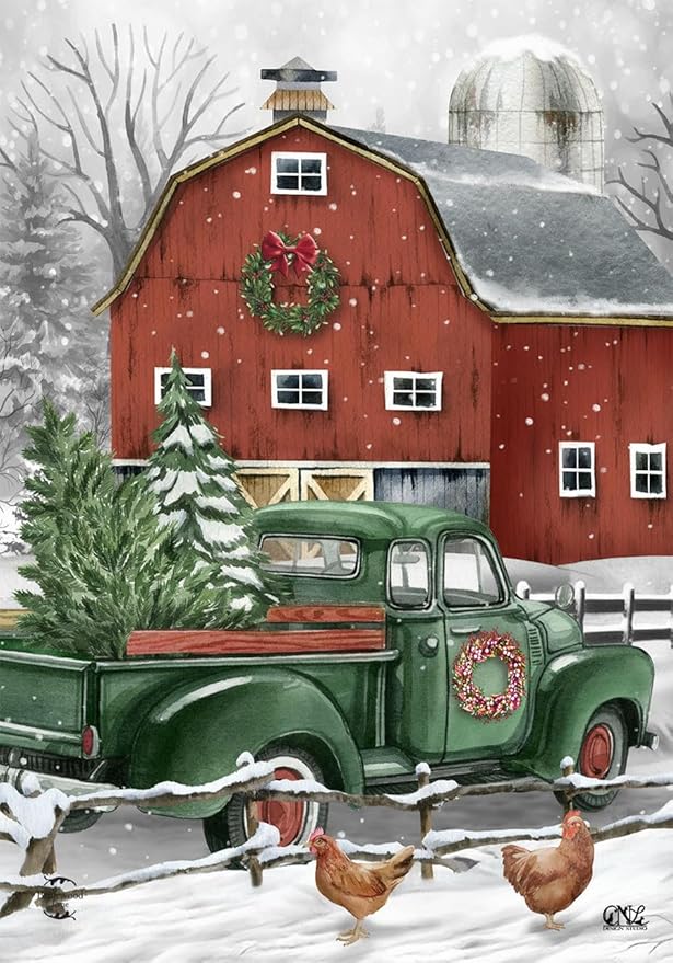 Briarwood Lane Christmas on the Farm Garden Flag