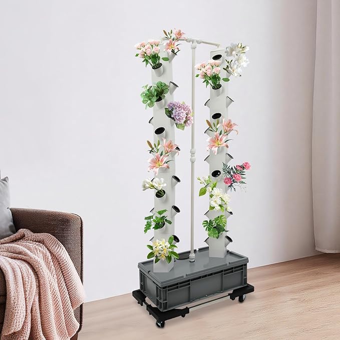 Hydroponics Growing System Kit,56 Pods Vertical Indoor Smart Garden Kit, Indoor Herb Garden with Wheels, Plant Germination Kit for Vegetable Fruit (56 Holes)