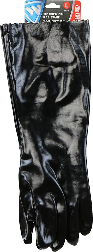 West Chester 12018 Chemical Resistant PVC Coated Work Gloves: 18" Length, Size Large, 2 Pairs