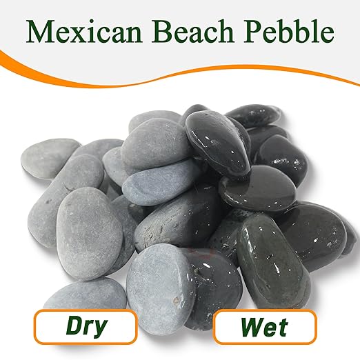 Quibbay 45 LB Mexican Beach Pebbles, 2-3 Inch Natural River Rocks, Premium Pebbles for Garden and Landscape Design, Decorative Stones for Fish Tank Flower Pots Water Fountains Pathways Backyard, Grey