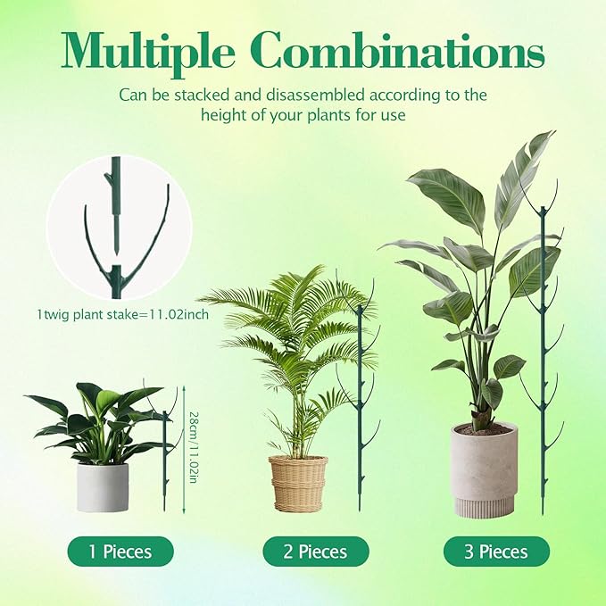 10pcs Stackable Monstera Plant Support,Plant Stakes for Indoor and Outdoor Plants Use,for Garden Stakes for Pothos, Philodendron & Vine Plants