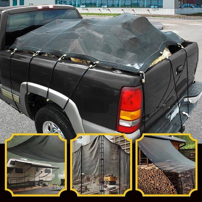 Core Tarps 60% Brown Shade Cloth with Grommets - 16 X 20 FT Heavy Duty Mesh Tarp - Sun Shade Cloth for Garden Vegetables Plants Greenhouse Outdoors Backyard Fences Dump Trucks Patio Mesh Shade Tarp