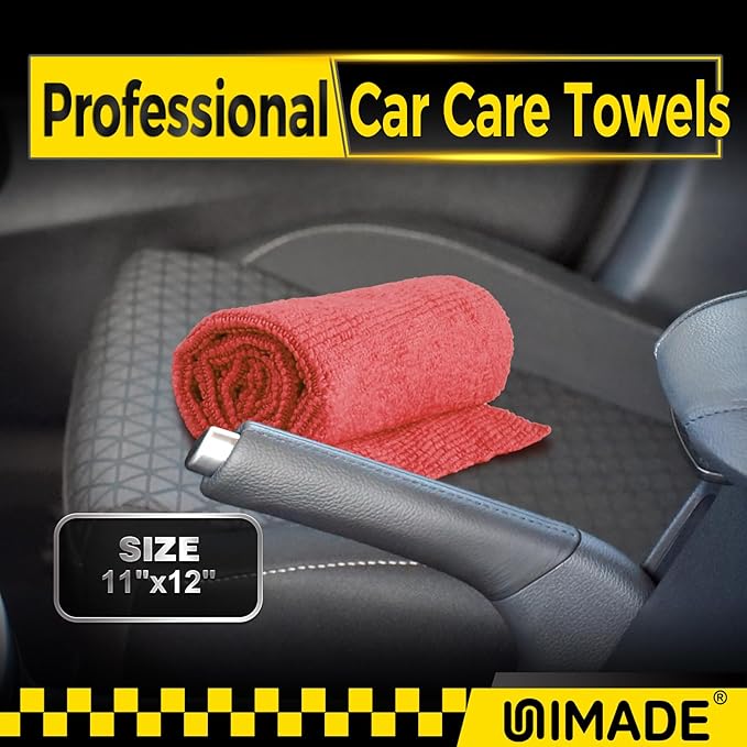 Shop Towel Rag, 200 Pack Reusable Rags Bulk Microfiber Cleaning Cloth Lint Free Towels for Car Kitchen Automotive Bar Mechanic Restaurant Garage, 11.5"x 11.5", Red